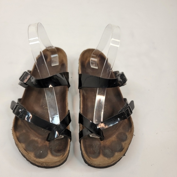 Birkenstock 39/8 Mayari Sandals Birko Flor Pattern Leather Black - Picture 1 of 11